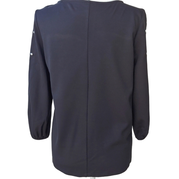 Ann Taylor Pearl Accent Long Sleeve Top Black Size Women's Small - Picture 6 of 17